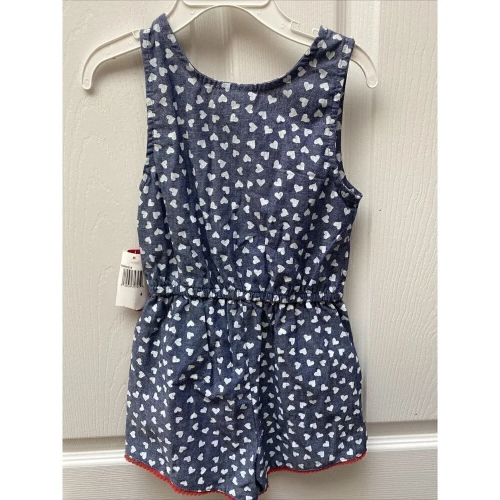 h  PENNY M casual blue hearts romper 4  NWT